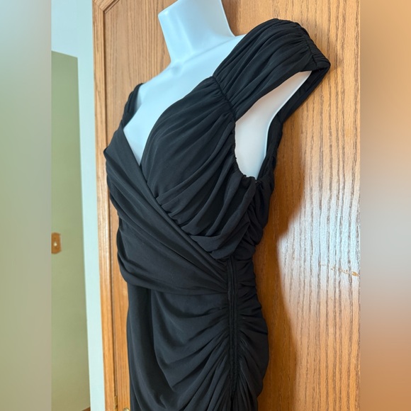 WHITE HOUSE BLACK MARKET Surplice Neck Little Black Dress Ruching Size 6 WHBM - Picture 4 of 7